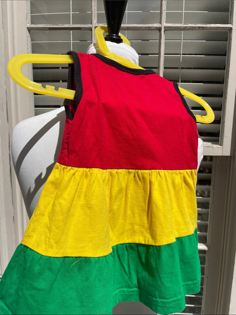 🇯🇲❤️💛💚 One Love Rasta Baby Girl DressRed Yellow Green Reggae Dress Size 12M - Picture 7 of 10